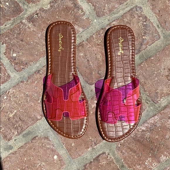 NEW Athena NEON Fuchsia PVC sandal - Picture 8 of 11